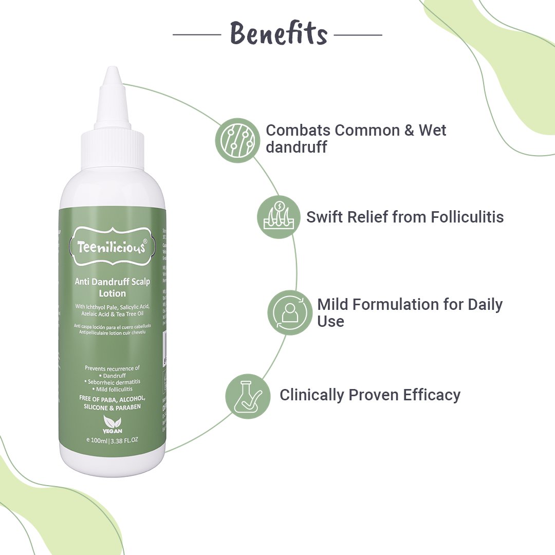 Anti-dandruff lotion with Salicylic Acid, Azelaic Acid & Tea Tree Oil for Folliculitis 100ml