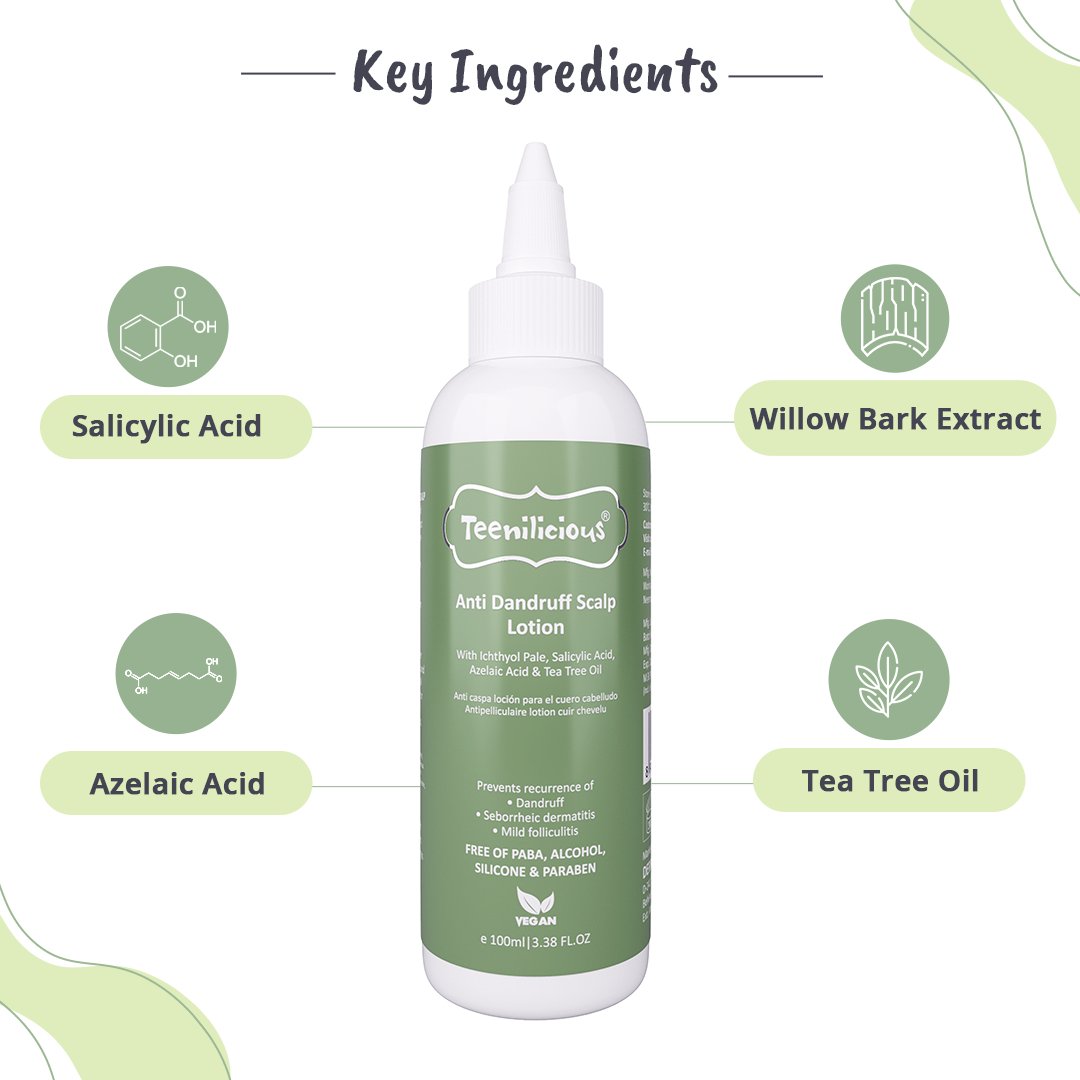 Anti-dandruff lotion with Salicylic Acid, Azelaic Acid & Tea Tree Oil for Folliculitis 100ml