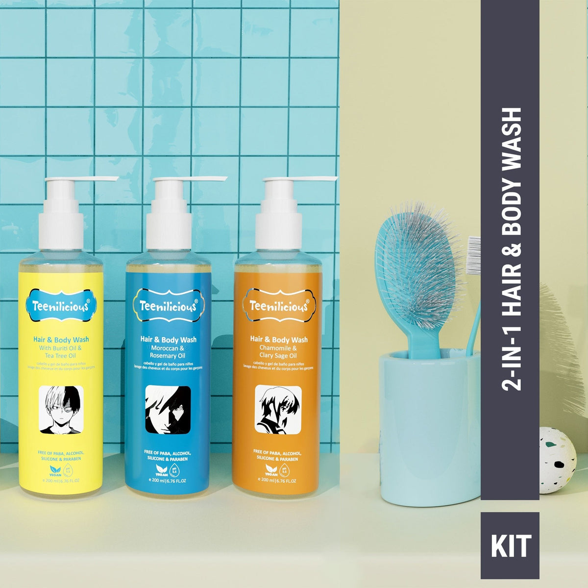 Hair And Body Wash Kit 600ml - All In One Hair & Body Wash Combo
