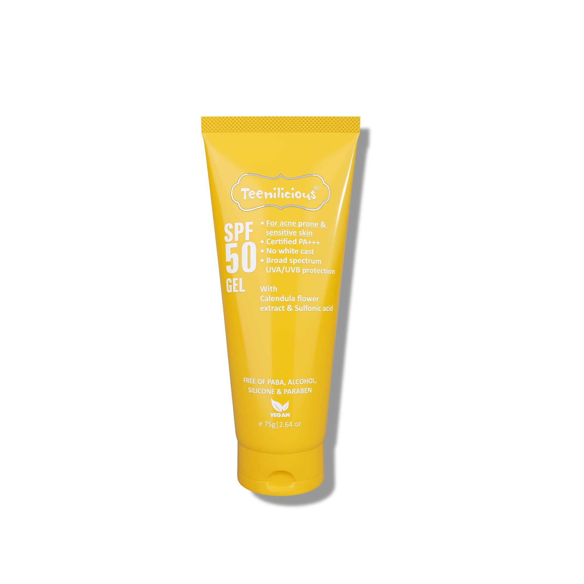 Teenilicious SPF 50 Sunscreen Gel, PA+++, Light Weight UV Gel, Formulated For Acne-Prone Skin 75g